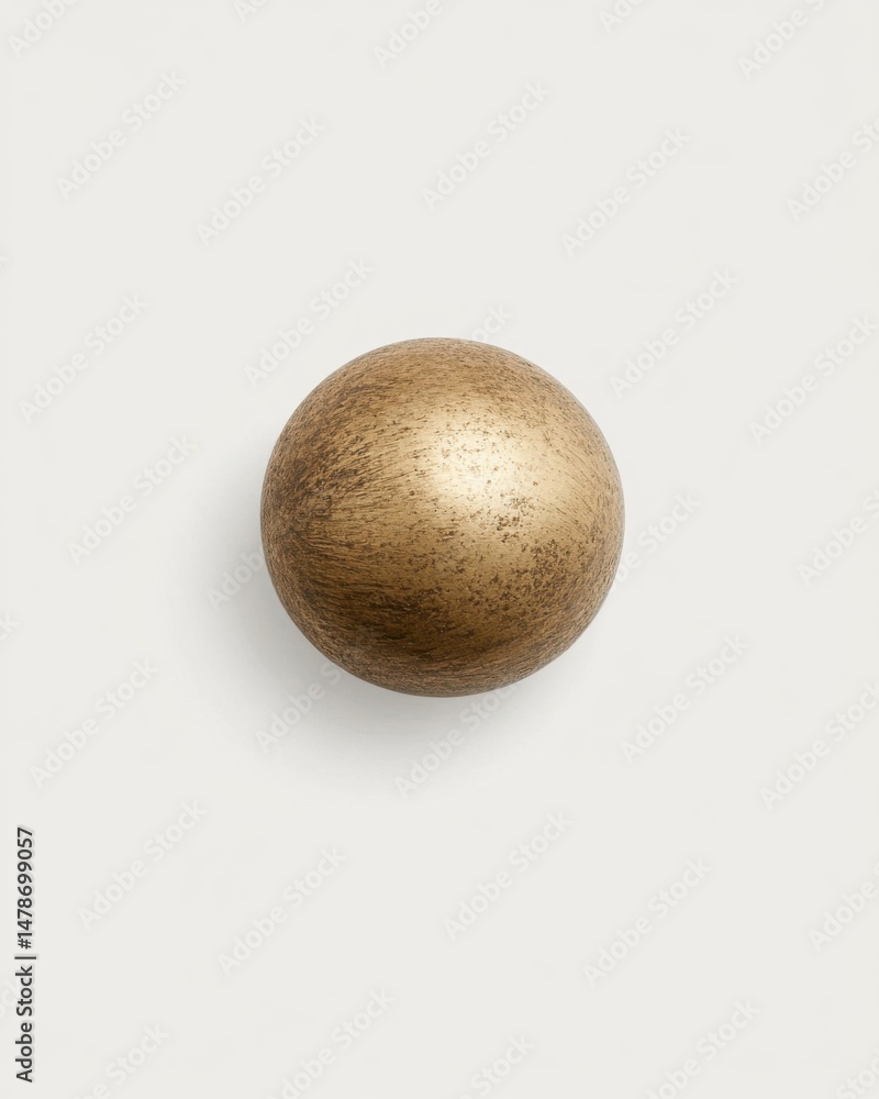 Poster golden sphere casting shadow on white background studio shot minimalist composition simple concept m