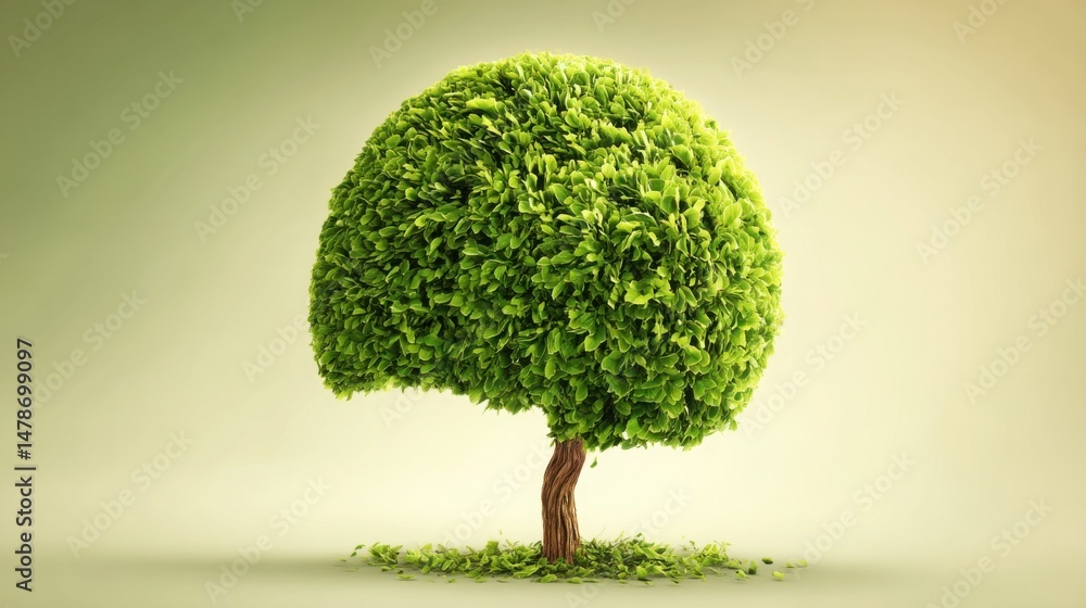 Aufkleber tree with lush green leaves symbolizing growth and prosperity in a conceptual blockchain mapped inco