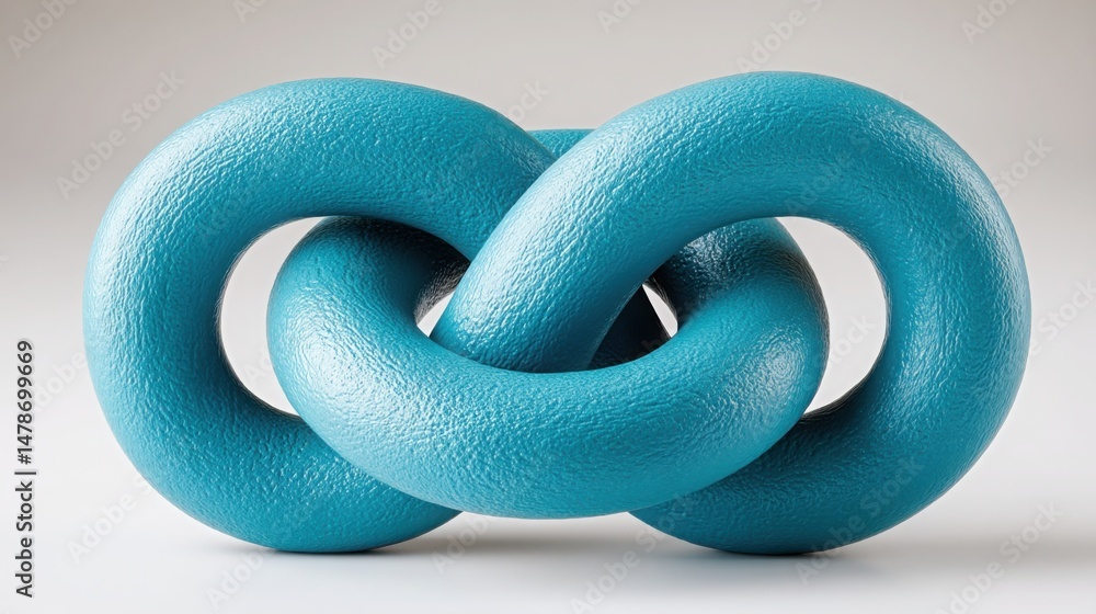 Aufkleber artistic representation of a blue sculpture composed of two interconnected rings signifying blockcha