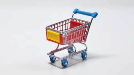 Miniature Shopping Cart on the gray background 

