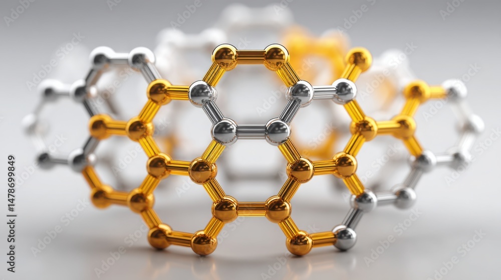 Poster detailed illustration of a molecule representing blockchain-synced confidence model concept with tru