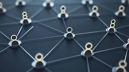 Network Connections: The image features a complex network of interconnected nodes, representing the intricate web of relationships in the digital age. Captures the essence of collaboration.