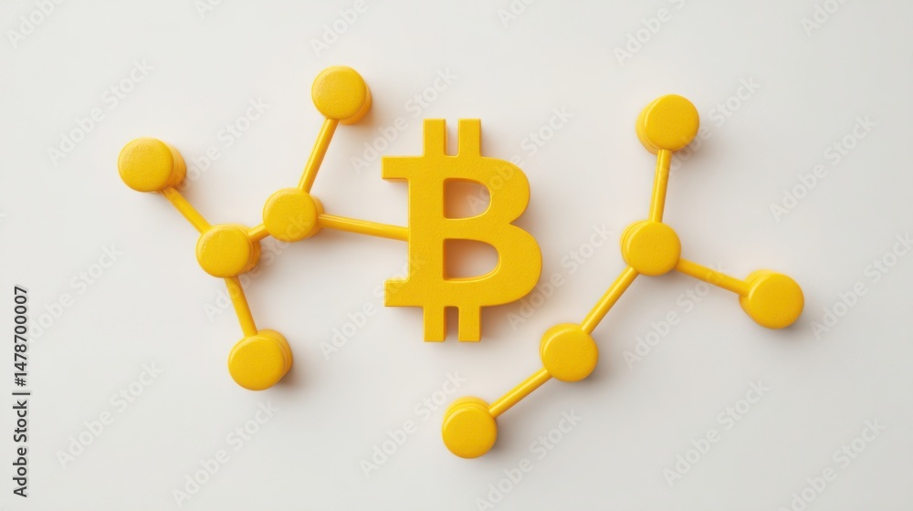Poster isolated bitcoin representing cryptocurrency and its role in decentralized financial systems and dig