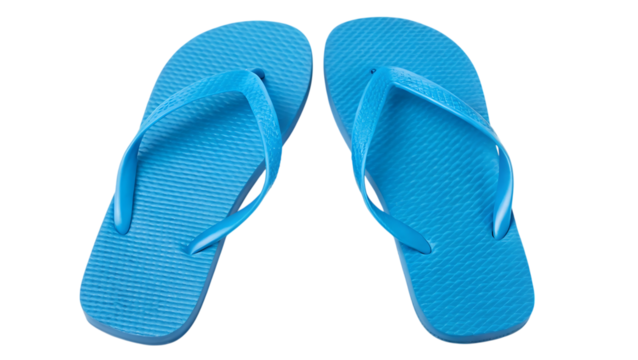 Blue flip flops summer footwear isolated on transparent PNG background