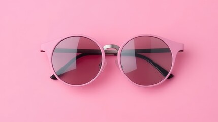 Stylish Pink Sunglasses on a Pink Background


