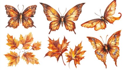 Autumn Butterflies and Leaves