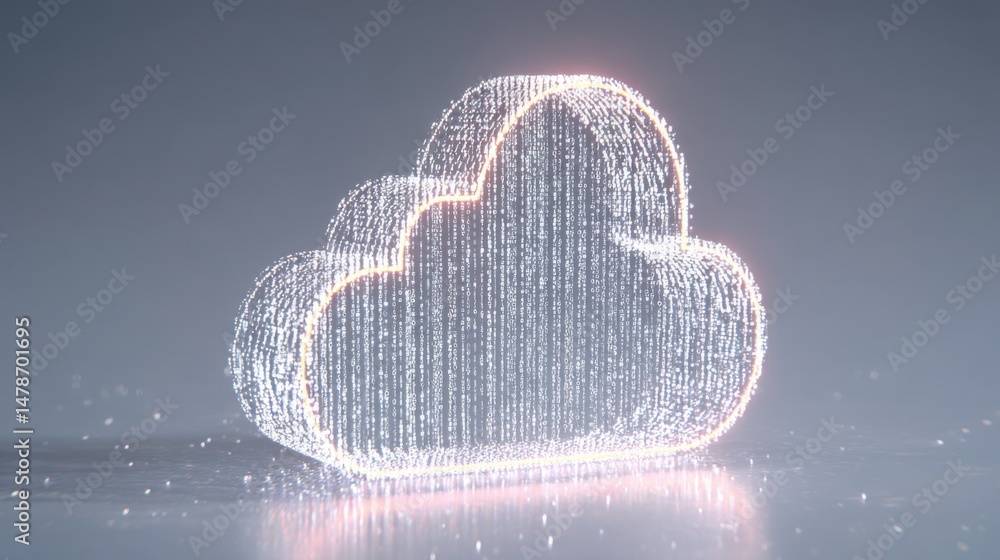 Poster cloud with light shining on it representing enlightenment and clarity in business logic and cloud co