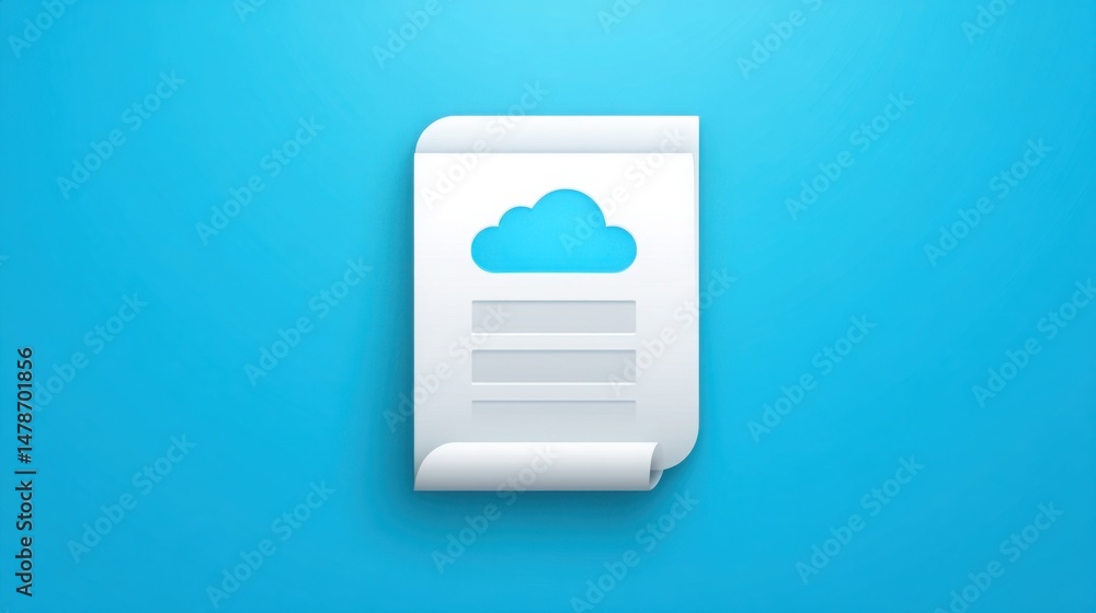 Poster beautiful cloud on a blue background representing cloud-based reporting engine concept for live summ
