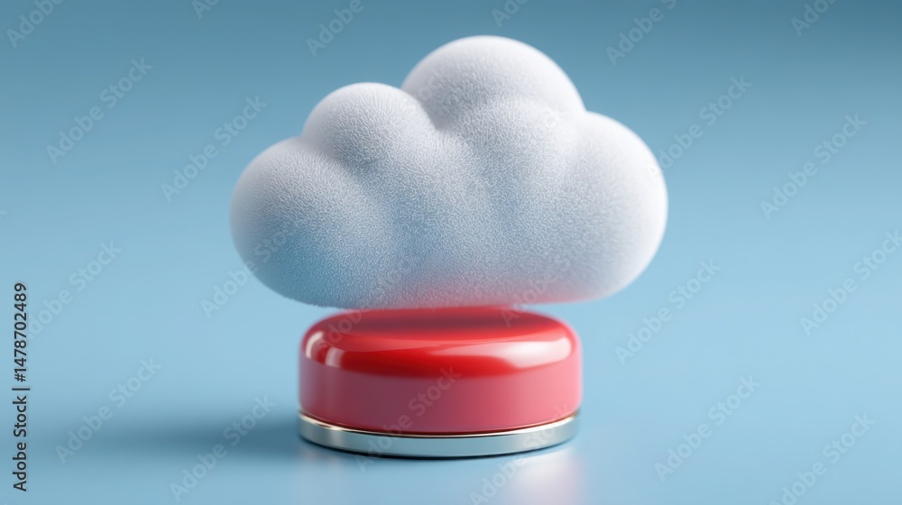 Poster unique cloud form displayed on a red and white object symbolizing modern technology and innovation