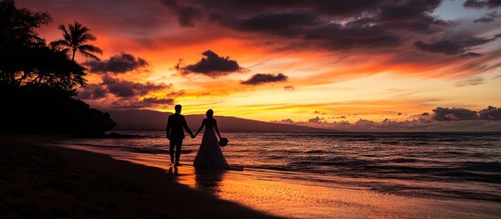 Fototapeta premium Sunset Beach Wedding Walk