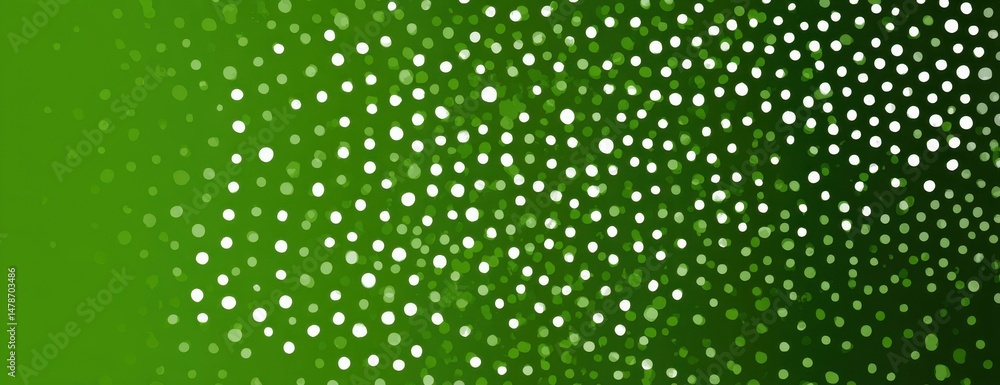 Poster abstract design with green gradient and white dots.