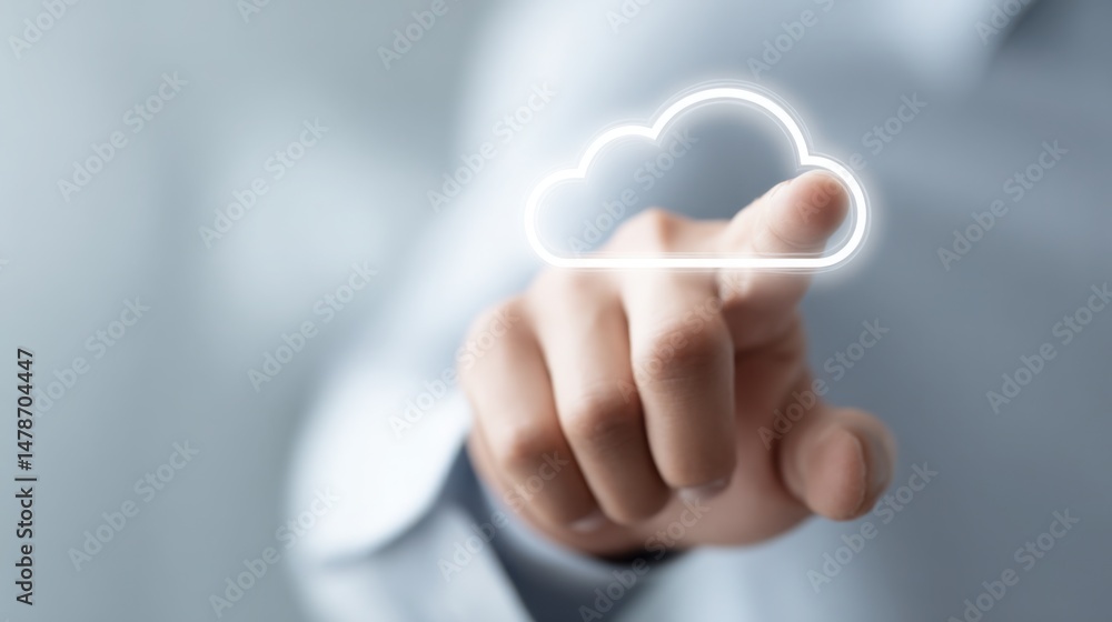 Poster cloud computing icon symbolizing central command for modern business operations and digital resource