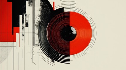 Obraz premium Abstract geometric design with red and black circles