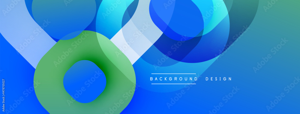 Aufkleber Abstract fluid shapes overlap, creating dynamic blue, green composition. Modern design element for backgrounds, presentations.