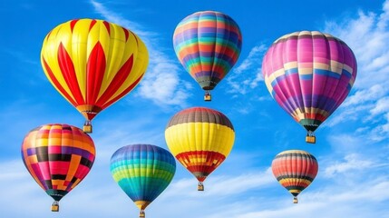 Fototapeta premium Colorful Hot Air Balloons in a Clear Sky