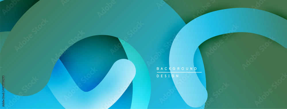 Aufkleber abstract background features overlapping curved shapes. blue, teal, green hues create depth, modern 