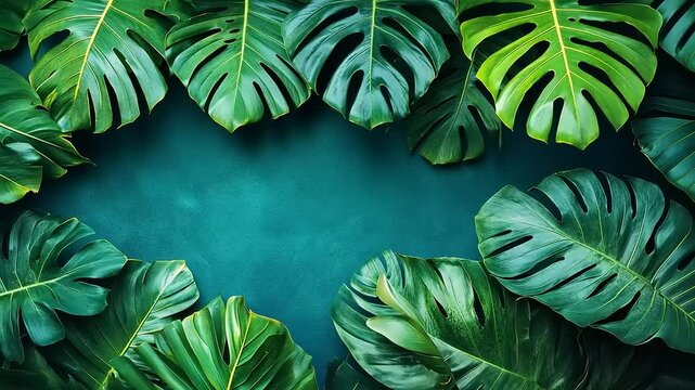 Lush Green Tropical Leaves Arrangement Background