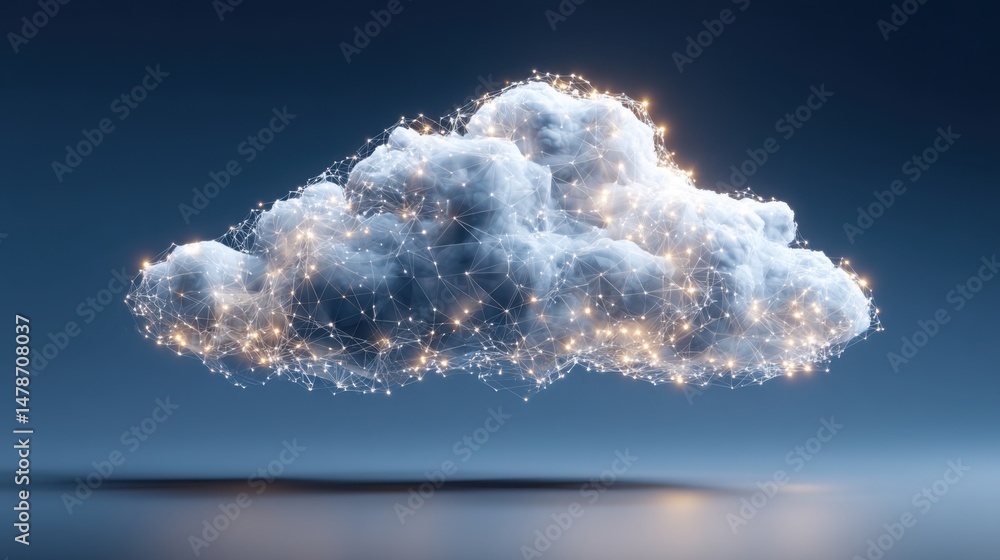 Poster a cloud adorned with brilliant lights creating a stunning visual effect representing technology and 