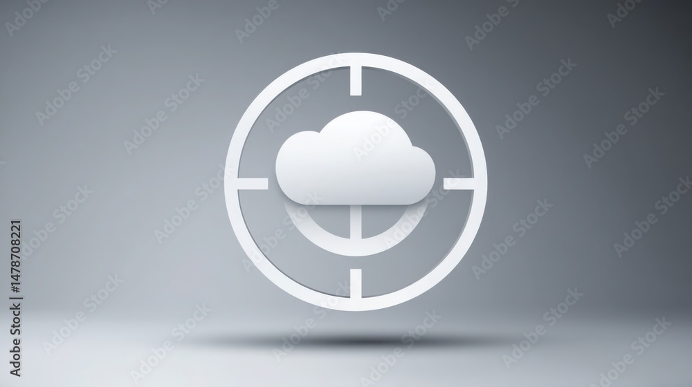 Poster minimalistic design of a white object with shadow representing cloud performance radar in a business