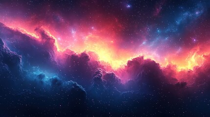 Fototapeta premium Cosmic clouds of vibrant colours. Vast expanse of nebulae with fiery, swirling nebulas
