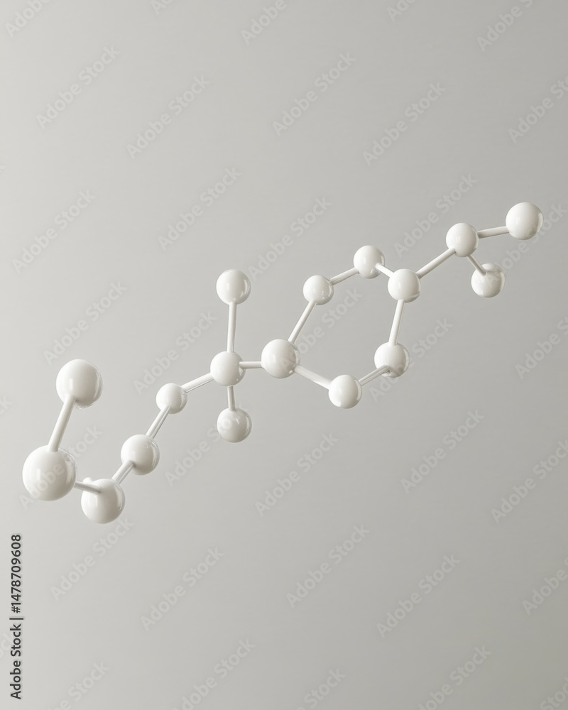 Poster white molecular structure model floating on gray background science and technology concept close up 
