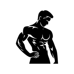 Fitness model bodybuilder silhouette vector illustration workout gym training muscular man strong athlete 100