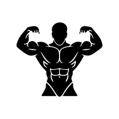 Download bodybuilder silhouette vector image for fitness gym workout and bodybuilding muscle growth design