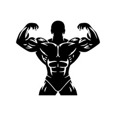 Naklejka na ściany i meble Bodybuilder muscular man fitness gym workout bodybuilding strong pose silhouette vector illustration art