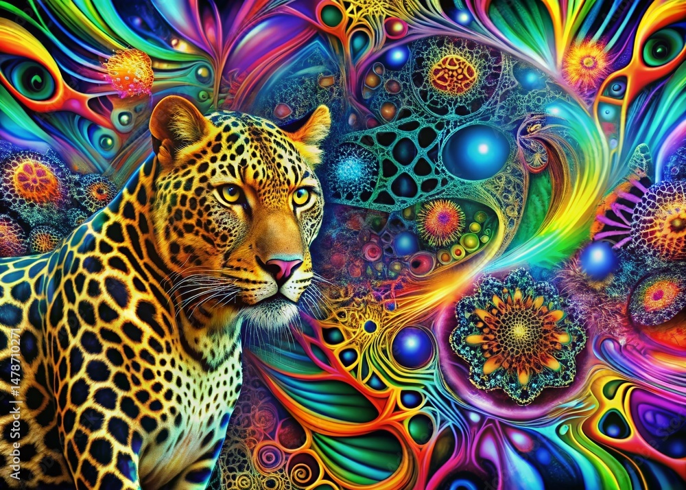 Poster surreal leopard print abstract background: complex geometric patterns