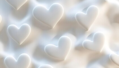 Fototapeta premium Abstract pattern of many white hearts on a smooth surface.