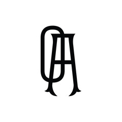OA monogram logo design letter text name symbol monochrome logotype alphabet character simple logo