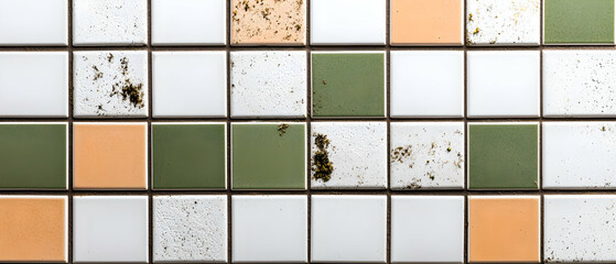 Vintage Square Tile Pattern With Orange Green And White Colors