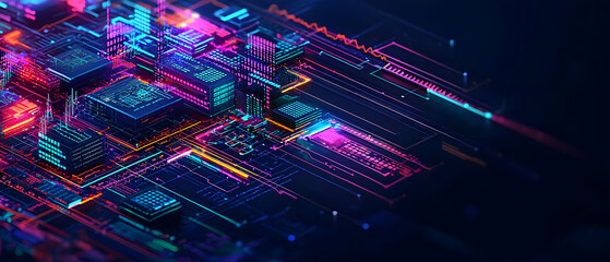 Abstract Futuristic Digital Cityscape