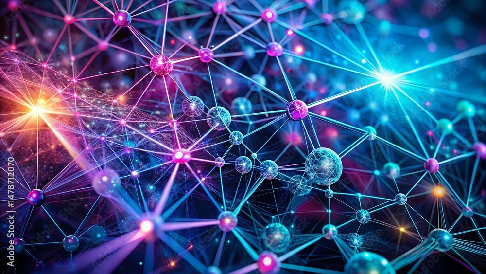 Poster surreal network: modern science abstract background, complex data pattern, futuristic technology