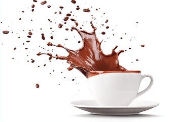 Hot chocolate splash in a cup