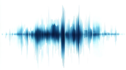 Abstract digital blue wave grid with vertical lines on a white background, clean layout, modern tech concept