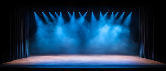 Professional Stage Lighting Design With Blue Spotlights