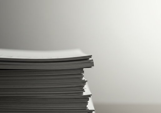 シンプル書類の山 静かに積み重なる紙 白黒写真