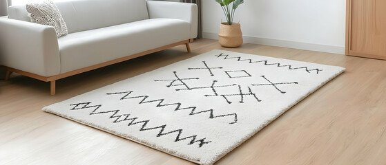 Cream Colored Rug With Math Equations Pattern