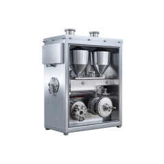 Stainless Steel Industrial Food Processing Machine with Exposed Gears and Hoppers