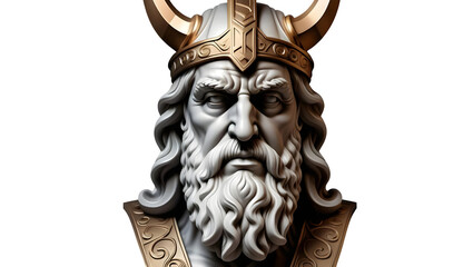 Majestic Viking Warrior Bust with Intricate Helmet Design