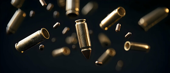 Flying Bullets Against Dark Background