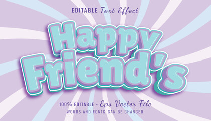 happy friend's 3d text effect design