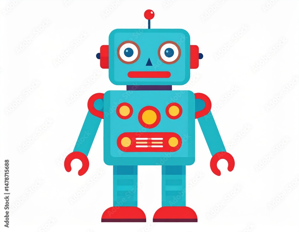 Aufkleber intriguing closeup of a blue robot with red nose, vivid display of color and contrast