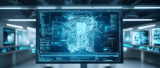 Digital Display Showing Data Visualization In Laboratory
