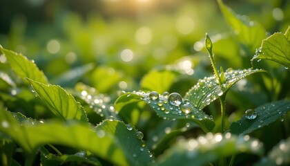 water drops on a grass