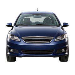 navy blue car front view isolated on transparent white background, clipping path