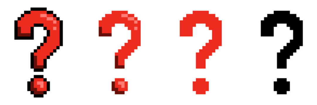 Pixel style question mark icon for queries, doubts, and help concept. Ideal for retro interface, FAQ page, pixel UI design, video game prompts, and knowledge-related illustrations.