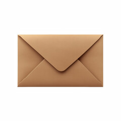 Closed brown kraft envelope with triangular flap, top view of minimal and elegant stationery, realistic paper texture, isolated on transparent background.