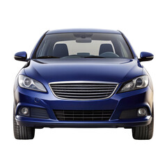 navy blue car front view isolated on transparent white background, clipping path